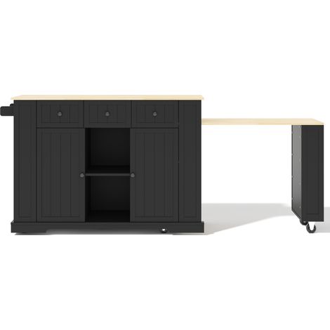 Îlot de cuisine mobile avec table escamotable, rangements réglables, 138 (213) x 55 x 93 cm, roulettes verrouillables (1/5)