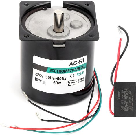 Moteur synchrone AC à arbre excentrique, aimant permanent, faible vitesse, couple élevé 60W XD80KTYZ 15 tr/min AC220V (1/5)