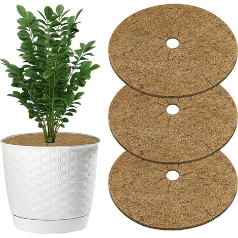 Tapis de Coco Plantes, 3pcs Disque de Protection Plante 60cm Disque de Paillage Tapis de Paillage en Fibre de Coco Disques Paillage de Désherbage des Plantes pour Plantes de Jardin Protection