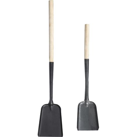 2 Stück leichte Ascheschaufel aus Metall und Holz mit langem