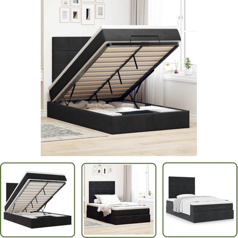 vidaXL Ottoman-Bett mit Matratzen Schwarz 120x200 cm Samt (1/5)
