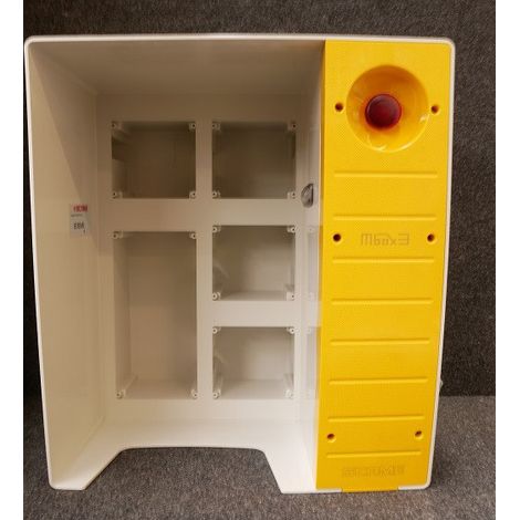 Borne coffret nu pour 5 prises plastron 136x125mm (OMNIA) 16A-32A-63A sans porte avec lumiere + arret d'urgence MBOX3 (1/3)