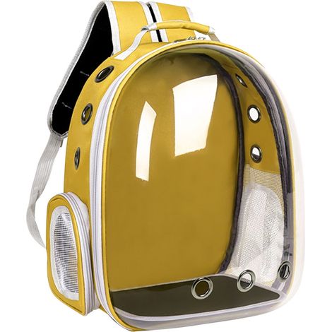 Sac à Dos pour Animaux de Compagnie - Capsule Transparente en ABS PC - Pour Chats et Chiots Moyens - Convient aux Voyages en Avion, Randonnée et Extérieur - 42 x 35 x 28 cm (1/5)
