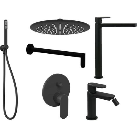 Kit completo per bagno in finitura nero opaco Ponsi Versilia KITVERSILIA5NO (1/5)