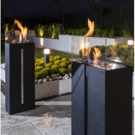 Azura Home Design – Cheminée bioéthanol à poser Romeo – Construction en acier inoxydable – Brûleur réglable – Verre de protection – Certificat TÜV