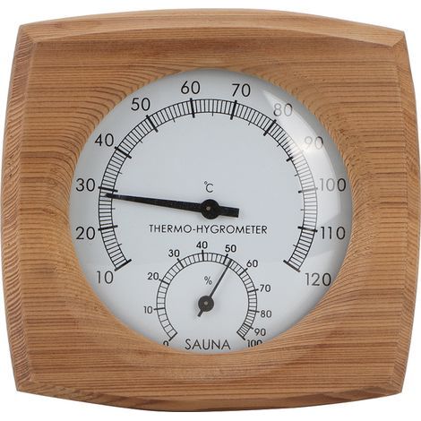 2-in-1 Thermo-Hygrometer aus Holz für den Innenbereich – Thermometer und Hygrometer – Zubehör für Hammam und Sauna (1/5)