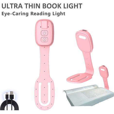Lampada da lettura portatile con clip regolabile – Lampada LED compatta e ricaricabile per scrivania, letto o viaggio – Design moderno rosa
