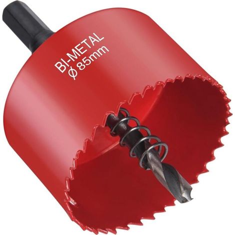 Scie Cloche Bi-métal, Ø85mm, Scie Trépan avec Adaptateur Hexagonal et Foret de Centrage, pour Percer Plastique, PVC, Bois, Panneaux Fibres, Métal Souple (1/5)
