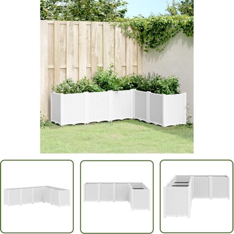 The Living Store Pflanzkübel Weiß 160x120x53 cm PP - Blumentopf - Pflanzenbehälter - Balkonpflanze - Gartendeko - Terrassenmöbel (1/5)