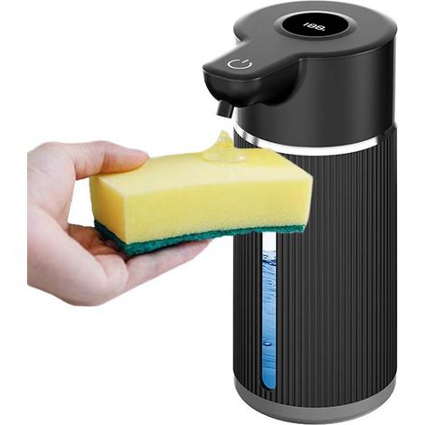 Automatischer Seifenspender mit Filter, tropffrei, ideal für Küchen, Badezimmer und Hotels – 420 ml, Schwarz – AquaForge (1/4)