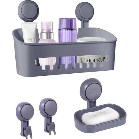 Étagère Douche, Panier de Douche Ventouse Mural Sans Perçage Étagère de Douche Auto-adhésif Étagère de Cuisine en Organisateur de Rangement pour Salle de Bain, Cuisine, Salon (1/5)