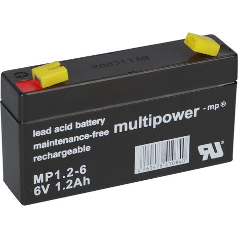 Multipower Blei-Akku MP1,2-6 Pb 6V / 1,2Ah Faston 4,8 (1/5)