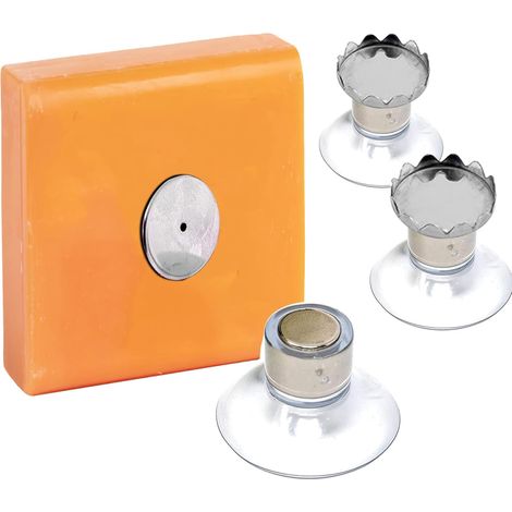 Juego de 3 jaboneras magnéticas mágicas: potente ventosa, no requiere taladrar, adhesión universal – baño/cocina