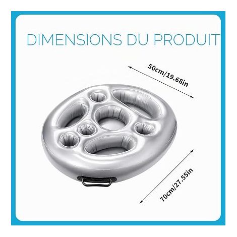 Inflatable Pool Cup Holder, Large Capacity Floating Bar Tray with 8 Multiple Slots for Drinks, Snacks and Bottles, Pool, Beach, Spa and Summer Party (1/4)