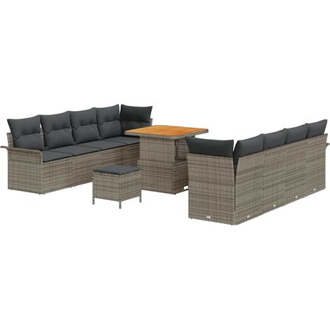 Garden Sofa Set with Cushion 11 pcs Grey Poly Rattan vidaXL (1/5)
