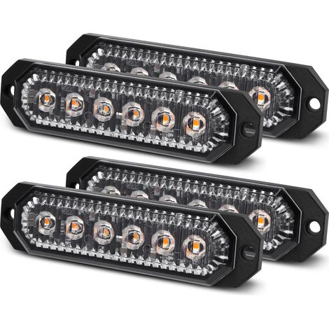 4pcs Emergency Strobe Lights Amber Flashing Lights LED Hazard Warning Beacon Lamps 12/24V for Car Truck Trailer (CB-01) (1/5)