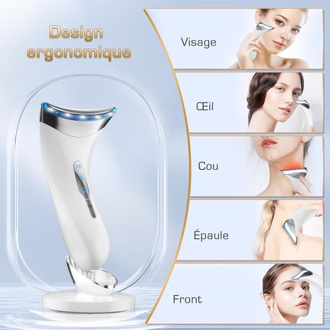 Massaggiatore viso antirughe: massaggiatore viso elettrico per il doppio mento con massaggio termico lifting EMS a 45°C - 3 modalità LED - rassodamento viso e collo (1/4)