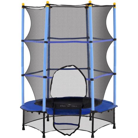 Trampoline pour enfants, Ø 140 cm, avec filet de sécurité, pour une utilisation intérieure et extérieure, acier et plastique, charge maximale 50 kg