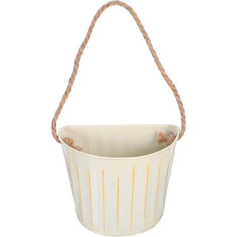 Jardinière suspendue UKCOCO en métal beige, idéale pour le jardin. Capacité moyenne (1/5)