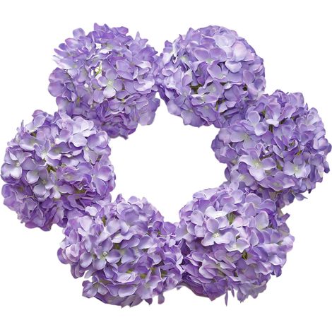 Lot de 6 Grandes têtes de Fleurs d'hortensia artificielles en Soie avec Tige au Toucher réaliste pour Mariage, Maison, fête, Jardin, Centre de Table (Violet) (1/5)