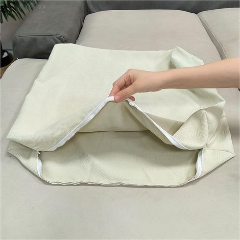 Housse de Coussin Lavable Crème avec Fermeture Éclair 60 × 50 × 10 cm, 1 Pièce pour Canapé Salon Chambre, Garniture Non Incluse