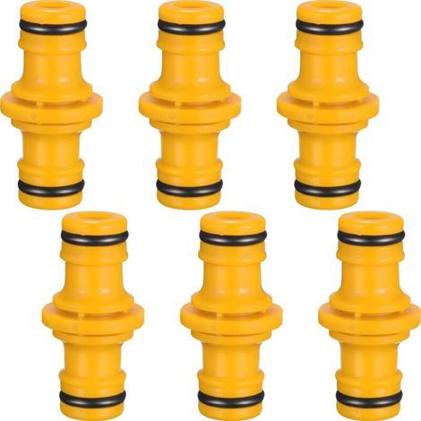 Pieces Double Male Hose Connector Pipe Fittings for Joining Garden Hose Tube (Yellow)