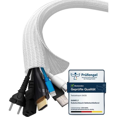 1 Gaine Cable Informatique, 3m Longueur, 13mm Diamètre, Fermeture Auto, Protection Electrique, Pour TV PC