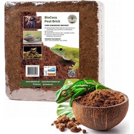 BioCoco Torfziegel-Substrat, Kokosfaser, Kokostorfbriketts 5kg 65l für Terrarium (1/5)