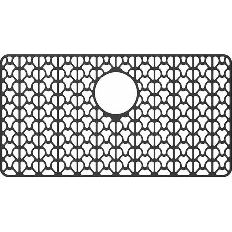 Tapis d'évier en silicone, tapis de protection, adapté aux éviers, résistant aux hautes températures, pliable, antidérapant, tapis de drainage, 66 x 35 cm (gris). (1/5)