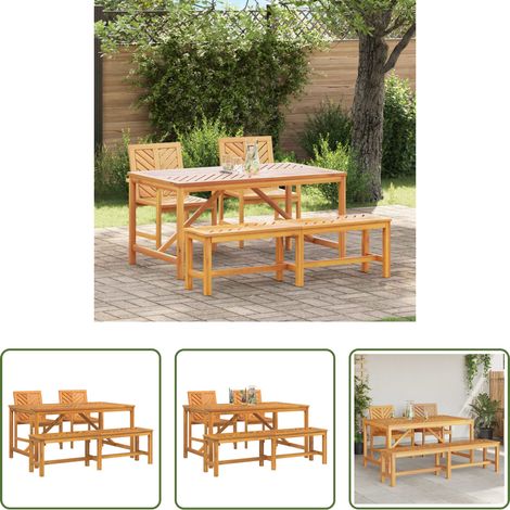 vidaXL Essstuhl - Garten Essgruppe 4 pcs Braun Massivholz Akazie (1/5)