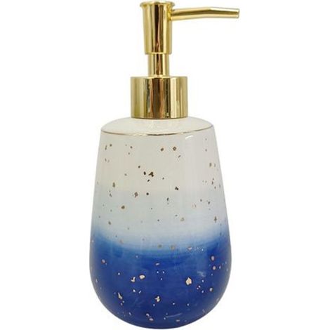 Distributeur De Savon Liquide Blanc Bleu Lavabo Accessoires De Salle De Bain 79966 (1/2)