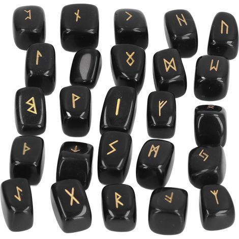 Ensemble de runes anciennes en obsidienne, finement travaillées et au style élégant. (1/5)