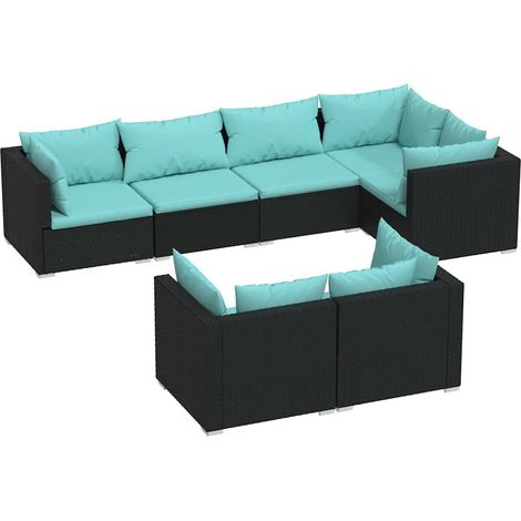 Maison Exclusive - 7-tlg. Garten-Lounge-Set mit Kissen Schwarz Po (1/5)