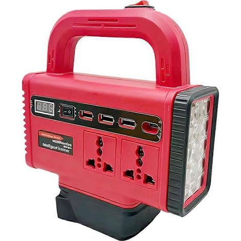 Convertisseur intelligent 150 W pour batterie Milwaukee 18 V, convertisseur CC 18 V vers CA 110 V/220 V avec éclairage intégré (1/5)