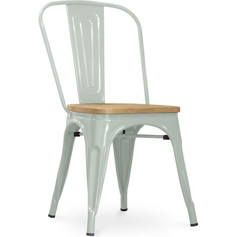 Dining Chair - Industrial Design - Steel and Wood - New Edition - Stylix Pale green