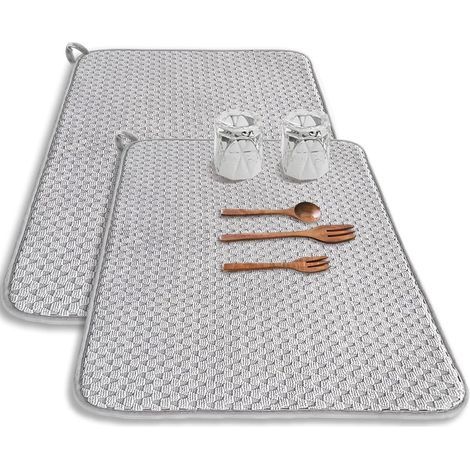 Lot de 2 tapis égouttoirs en microfibre 6143 cm, absorbant l'eau, pour égouttoirs de cuisine, plans de travail, éviers et grilles d'égouttage.-AquaForge (1/5)