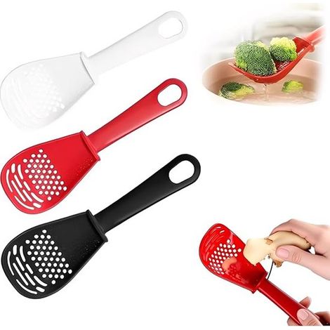Set di 3 cucchiai da cucina: spatola, paletta multifunzionale, cucchiaio per separare il tuorlo d'uovo, cucchiaio da portata per cucinare, scolare, frullare e servire. (1/5)