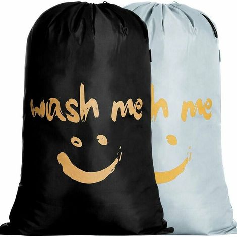 KZQ – Set mit 2 faltbaren Wäschesäcken, 120 l – Hochwertiges Nylon – Mit Kordelzug zum einfachen Tragen – Maße: 61 x 92 cm (1/5)