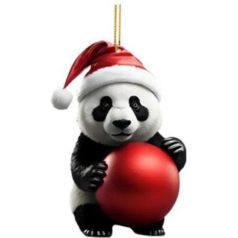 Noël motif fantaisie Panda décoration Noël suspendu au sapin pendentif acrylique décorations pour le sapin de fête décoration de voiture,B (1/5)
