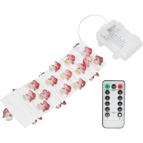 Guirlande lumineuse en fil de cuivre blanc chaud de 3 mètres, en forme de champignon, avec 30 LED, pour décoration de fêtes en extérieur (1/5)