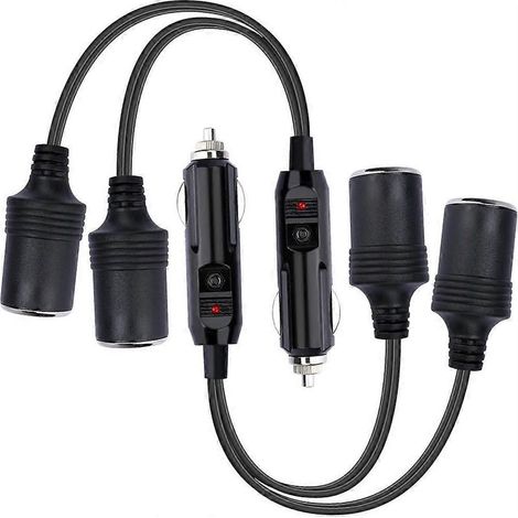 Adaptateur allume-cigare double 12 V (lot de 2), répartiteur allume-cigare 1 vers 2 prises, chargeur de voiture. (1/5)