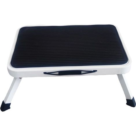 Tabouret repose-pieds pliable avec tapis antidérapant – Compact et portable, idéal pour salle de bain, chambre et bureau (hauteur réglable) (1/4)