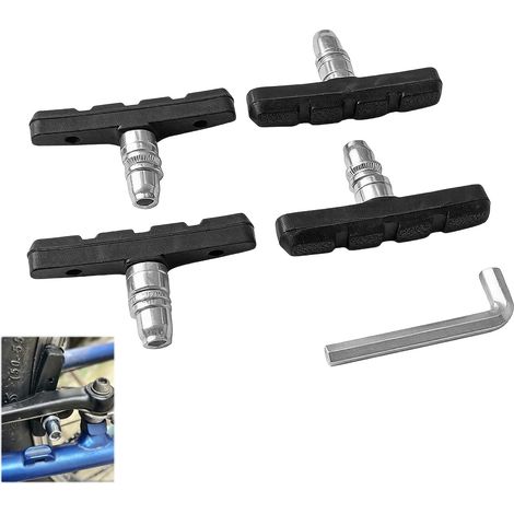 Paires de Plaquettes de Frein V-Brake Vélo 70 mm – Patins de Frein Universels avec Clé Allen – Caoutchouc Résistant, Antibruit (1/5)