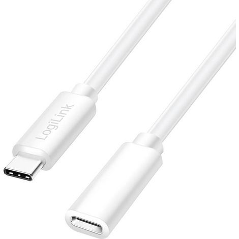 Cavo di prolunga LogiLink USB-C 2.0 da maschio a femmina, 3 m, USB PD, 60 W, 480 Mbps, bianco. (1/5)
