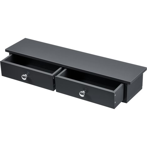 Elegante estante de pared con 2 cajones unidad de almacenamiento de MDF 60 cm gris oscuro 030005193