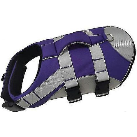 Chaleco salvavidas de verano para cachorros, para perros pequeños y medianos, arnés reflectante para mascotas, traje de baño, ropa para bulldog francés, color morado. (1/5)