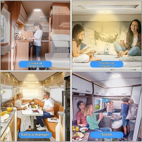 LED Camping Car Ceiling Light, 168 LEDs, 10 W, Dimmable, 3 Colours, LED Lamp with Memory Switch, LED Strip for Camper, Car, Truck, Caravan, Cabin (1/2)
