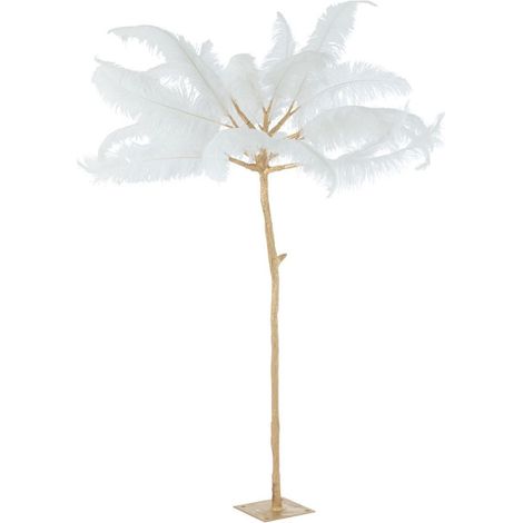 Arbre Déco en Métal "Plumes" 190cm Or & Blanc (1/4)