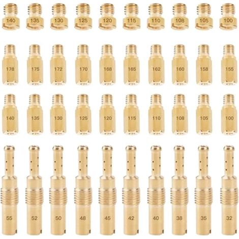 Lot de 40 jets principaux de carburateur, 10 jets pilotes lents et 30 jets principaux, accessoires de carburateur pour Keihin OKO KOSO PE PWK, remplace SCL-2018090002-ZH-T-01/02 SCL-2018090001/03 (1/5)