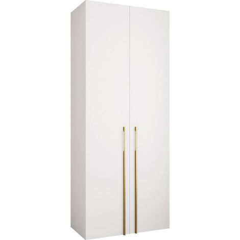 Armario Hartford 569, Blanco, 246x100x52cm, Puertas de armario: Con bisagras, Número de estantes: 6 (1/5)